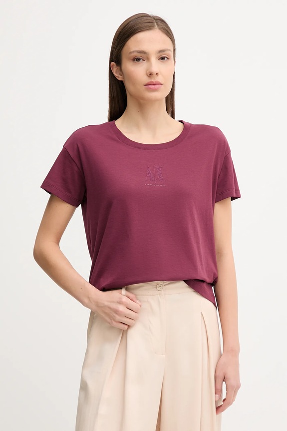 Bavlnené tričko Armani Exchange nášivka burgundské XW000830.AF10356