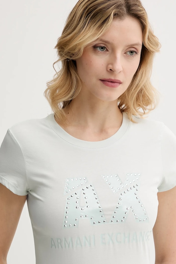 Kratka majica Armani Exchange turkizna 8NYT86.Y8C7Z