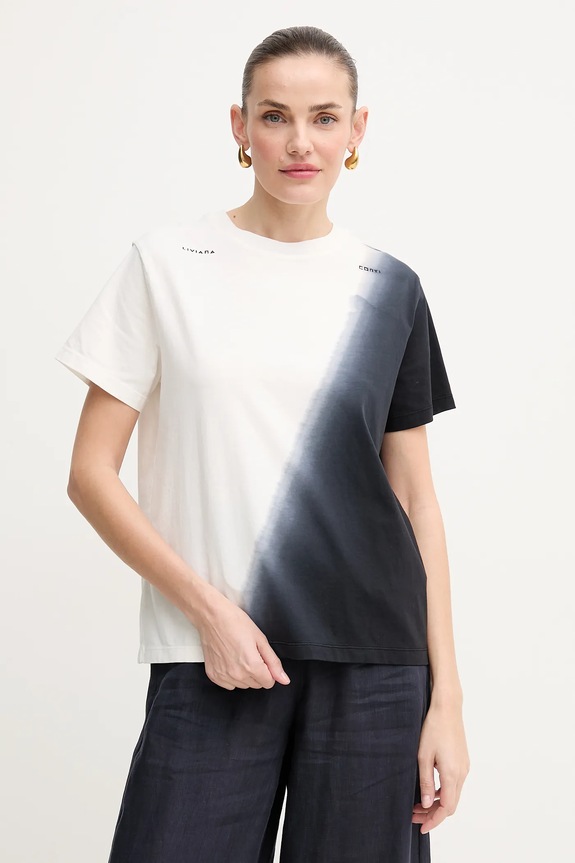 Liviana Conti t-shirt bawełniany wzorzyste biały L5SW77
