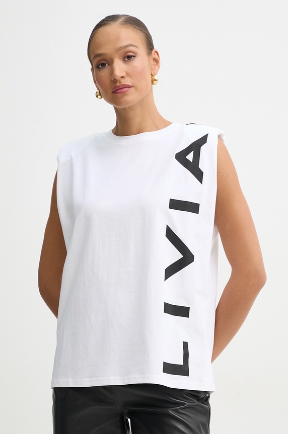 Liviana Conti top din bumbac print alb F5SW60