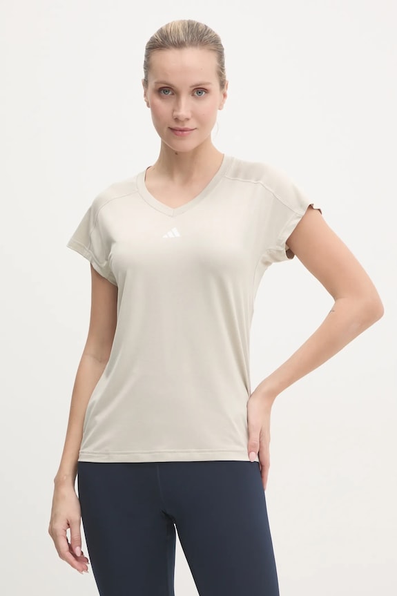 Μπλουζάκι προπόνησης adidas Performance Aeroready με ελαστάν μπεζ JC9563