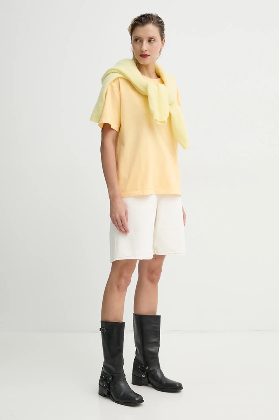 Marc O'Polo tricou din bumbac 5000005950 galben SS25