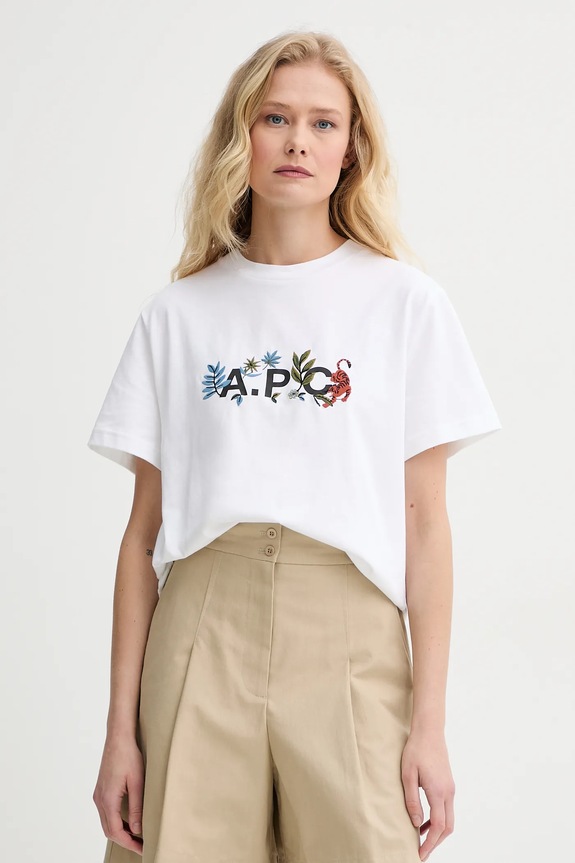 A.P.C. t-shirt bawełniany t-shirt auguste - GOTS regular biały COBQX.M26497