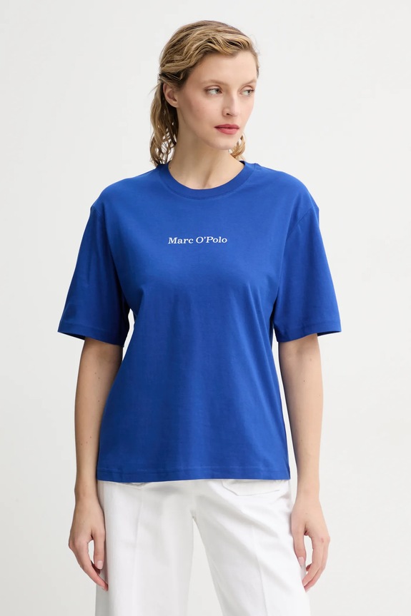 Marc O'Polo t-shirt in cotone sovrastampa blu 502201251033