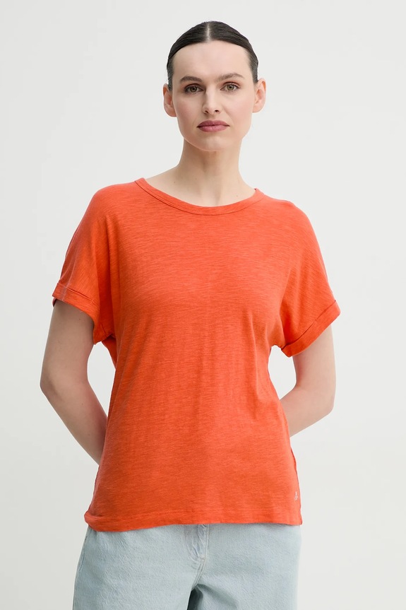 Kratka majica Marc O'Polo Brez vzorca oranžna 503212151387