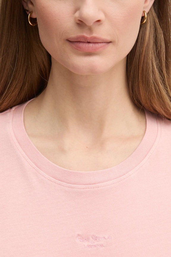 Βαμβακερό μπλουζάκι Pepe Jeans LOLLY PL505985 ροζ