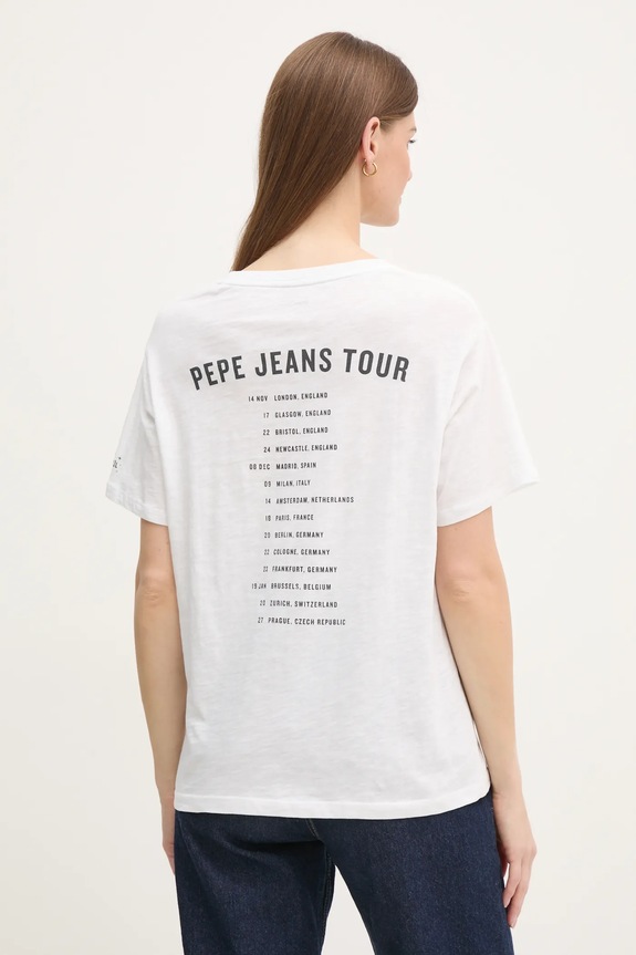 Pepe Jeans tricou din bumbac LELE PL505992 alb SS25