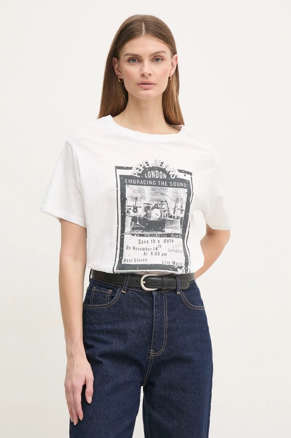 Îmbrăcăminte Pepe Jeans tricou din bumbac LELE PL505992 alb