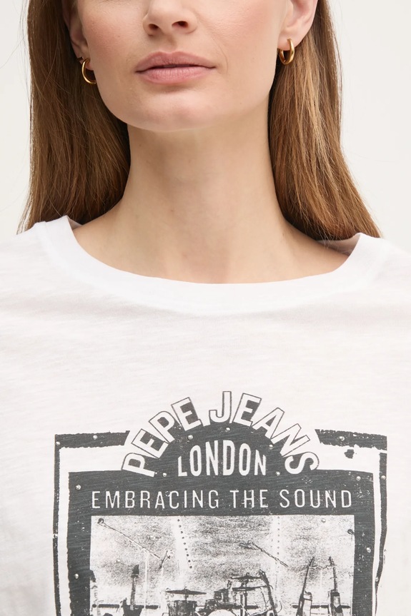 Pepe Jeans tricou din bumbac LELE PL505992 alb