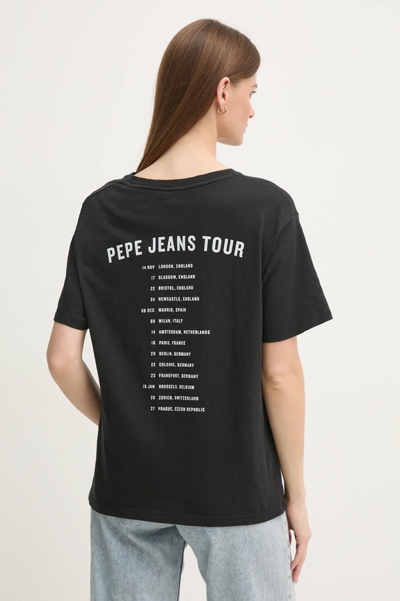 Bavlnené tričko Pepe Jeans LELE PL505992 čierna SS25
