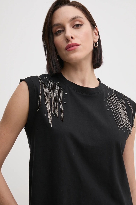 Top Pepe Jeans LYDIA kulatý černá PL505995