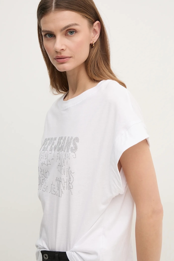 Pepe Jeans tricou din bumbac LIRA alb PL505996