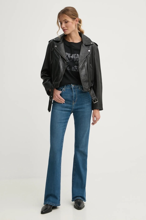 Pepe Jeans tricou din bumbac LIRA PL505996 negru SS25