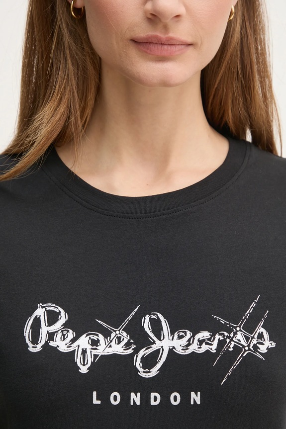 Bavlnené tričko Pepe Jeans LETICIA PL505997 čierna