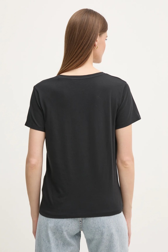 Îmbrăcăminte Pepe Jeans tricou din bumbac LOLLY V-NECK PL505999 negru