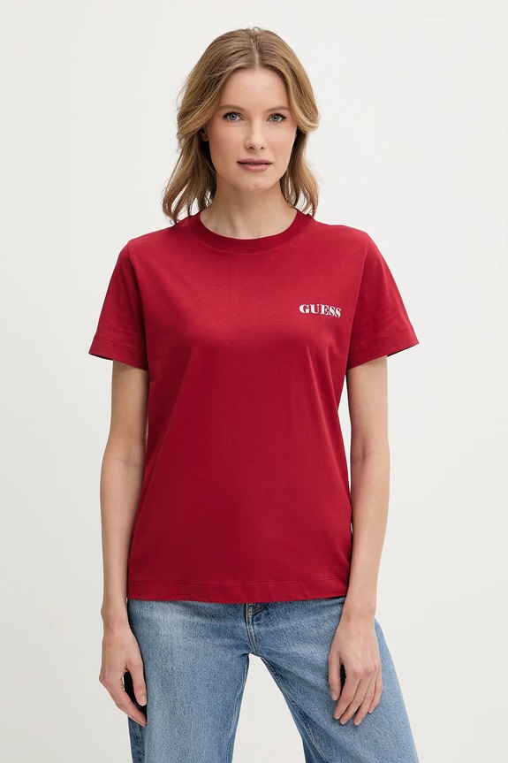 Tričko Guess potlač burgundské W5RI04.I3Z14