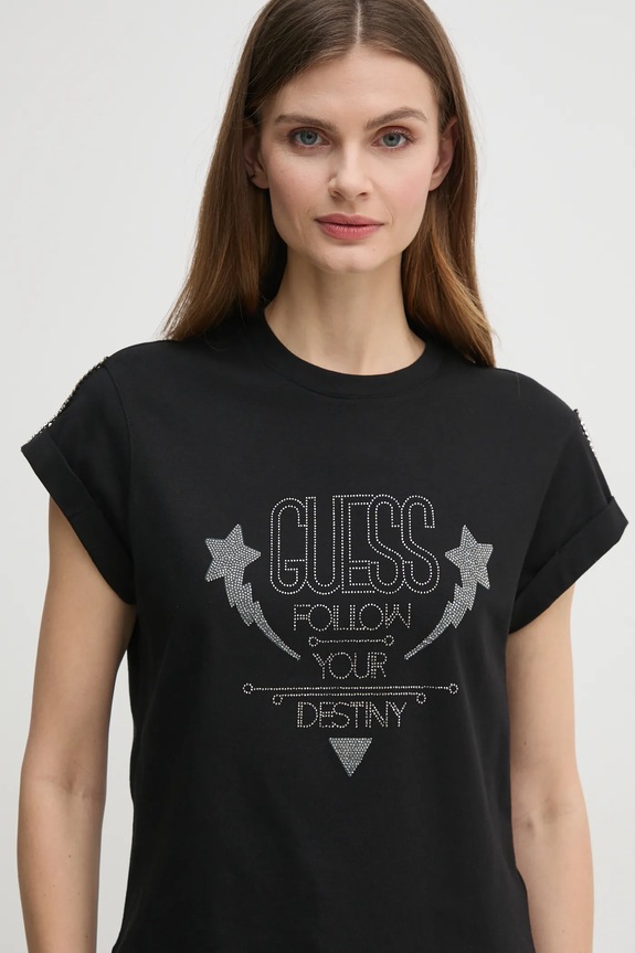 Ρούχα Μπλουζάκι Guess W5RI06.I3Z14 μαύρο