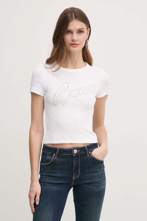Guess tricou alb W5RI68.KA0H1