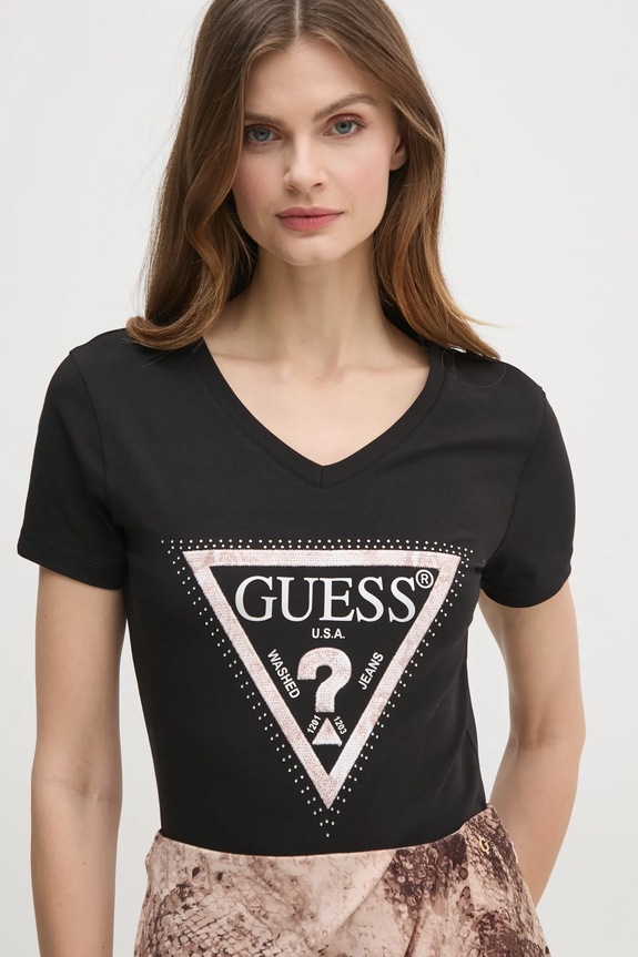 Tričko Guess potlač čierna W5RI21.J1314