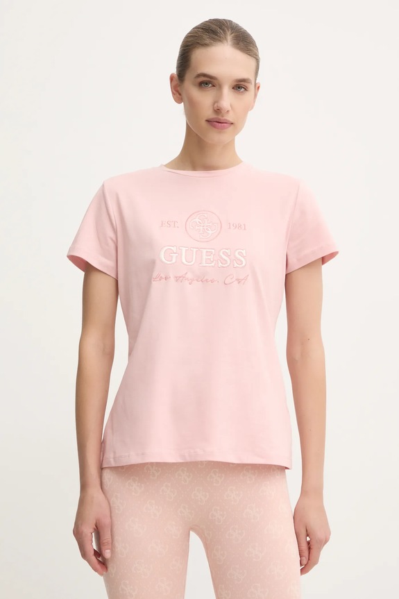 Guess t-shirt 4G regular różowy V5RI05.J1314