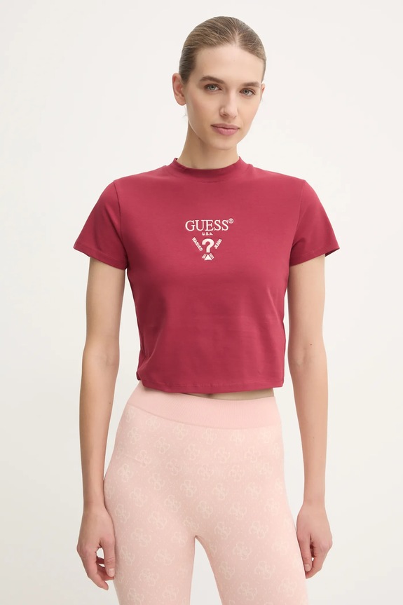 Guess t-shirt COLETTE elasztánnal burgundia V4YI20.KCDH1