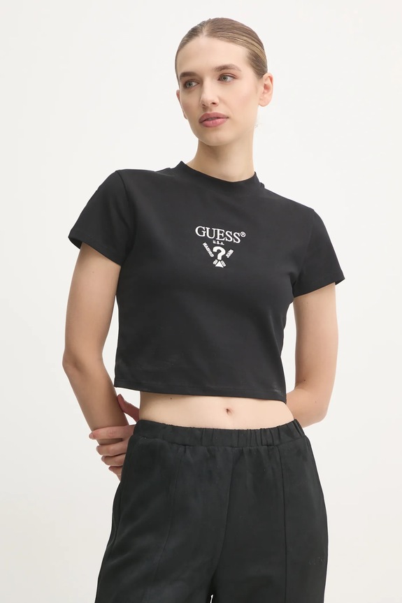 Tričko Guess COLETTE nášivka černá V4YI20.KCDH1
