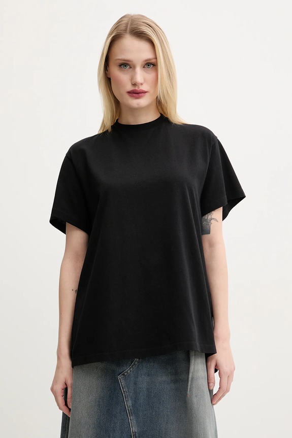 Βαμβακερό μπλουζάκι MM6 Maison Margiela κανονικό μαύρο S52GC0333
