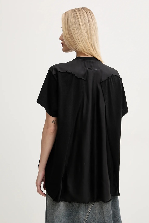 Ρούχα Βαμβακερό μπλουζάκι MM6 Maison Margiela S52GC0333 μαύρο