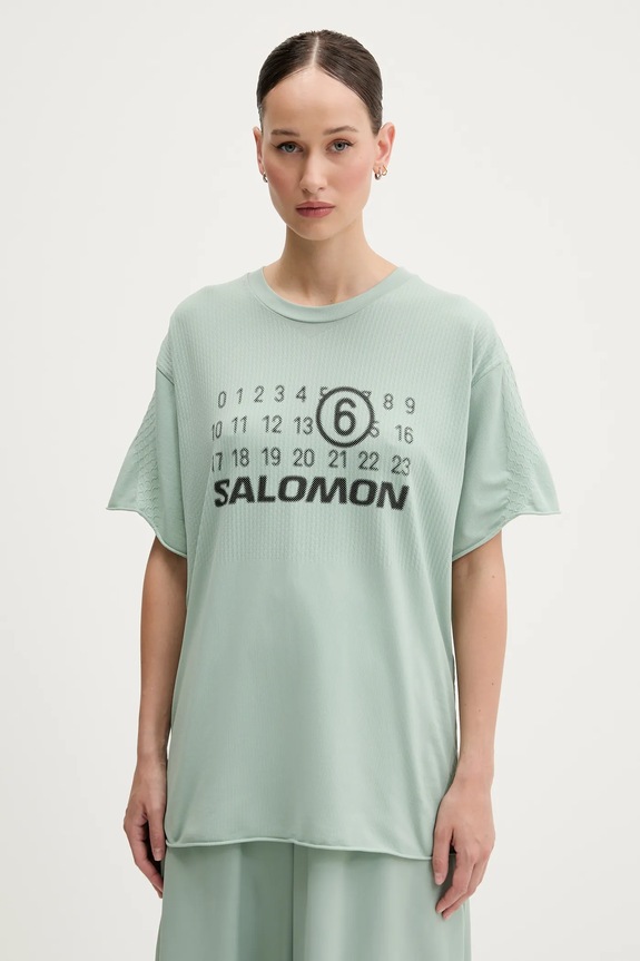 Tričko MM6 Maison Margiela x Salomon relaxed tyrkysová S52GC0345