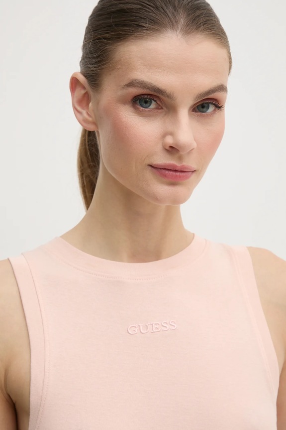 Βαμβακερό τοπ Guess GELSEY ροζ V5RP14.KCOI1