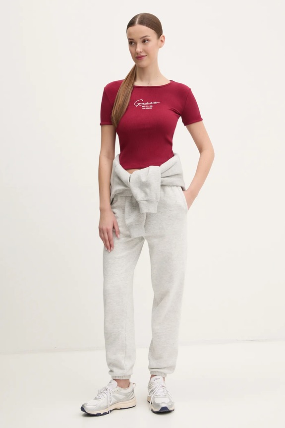 Guess t-shirt SUZANNE V5RP00.KBCO2 bordowy SS25