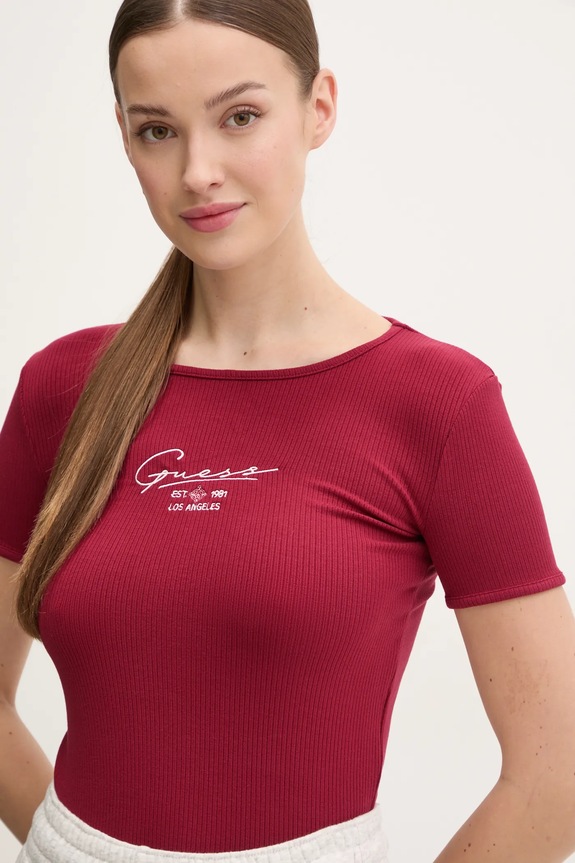 Guess t-shirt SUZANNE bordowy V5RP00.KBCO2