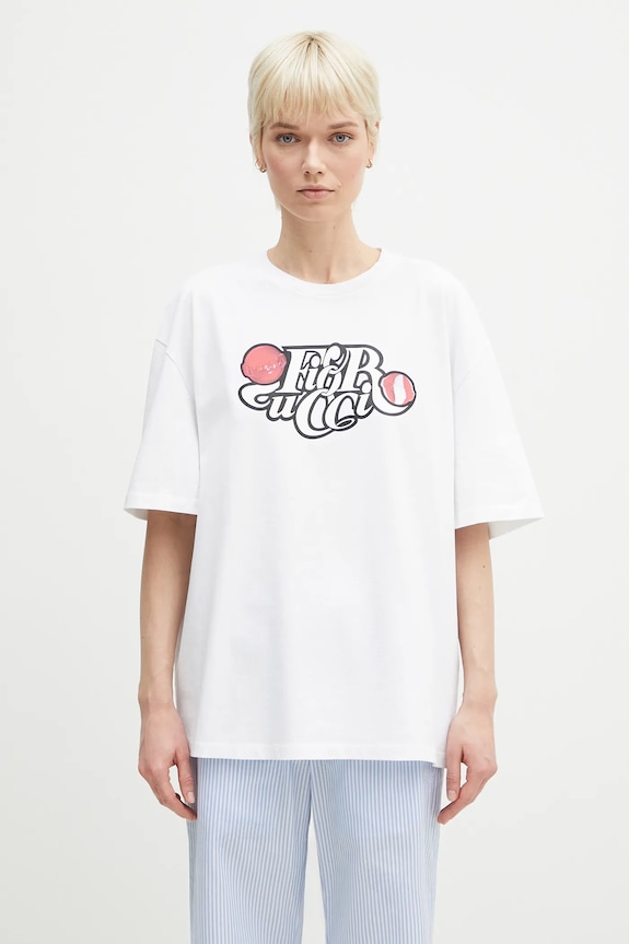 Хлопковая футболка Fiorucci Curly Lollipop Logo Boxy Fit T-Shirt печать белый U02SPTSH103CJ01WH10