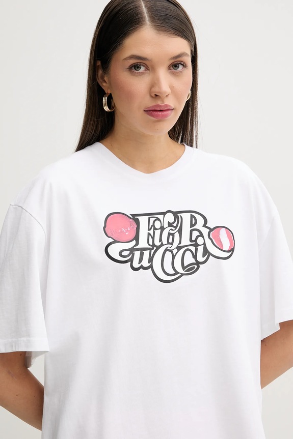Fiorucci t-shirt in cotone Curly Lollipop Logo Boxy Fit T-Shirt bianco U02SPTSH103CJ01WH10