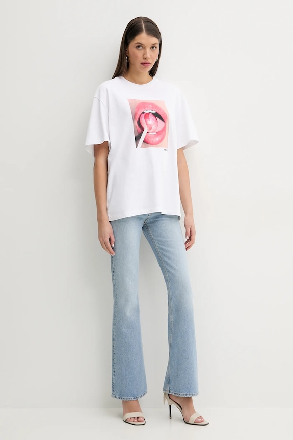 Fiorucci pamut póló Lollipop Mouth Print Boxy T-Shirt U02SPTSH103CJ01WH09 fehér SS25