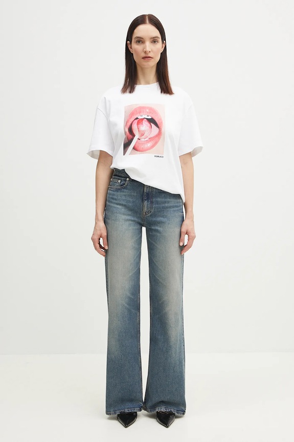 Fiorucci t-shirt in cotone Lollipop Mouth Print Boxy T-Shirt U02SPTSH103CJ01WH09 bianco