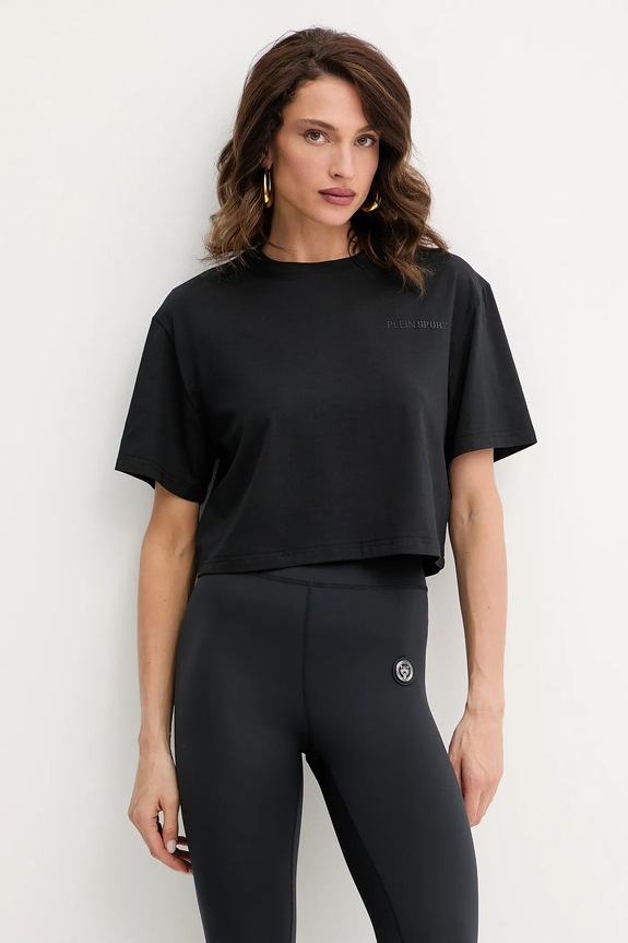 PLEIN SPORT t-shirt z elastanem czarny SAEC.WTK3560.STE001N