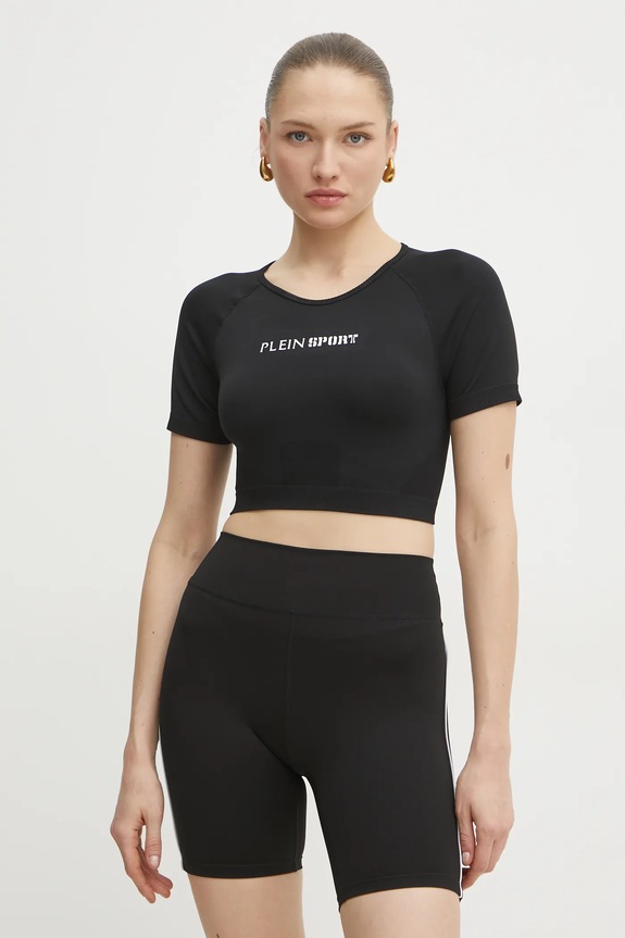 PLEIN SPORT t-shirt elasztánnal fekete SAEC.WTK3566.STE003N