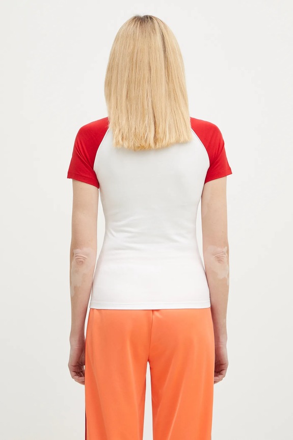 Abbigliamento adidas Originals t-shirt in cotone Adicolor 3 Stripe Raglan Slim Tee JD0835 bianco