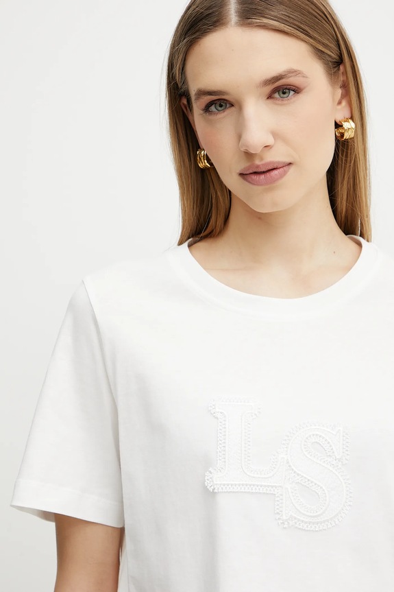 Luisa Spagnoli t-shirt bawełniany biały 542081