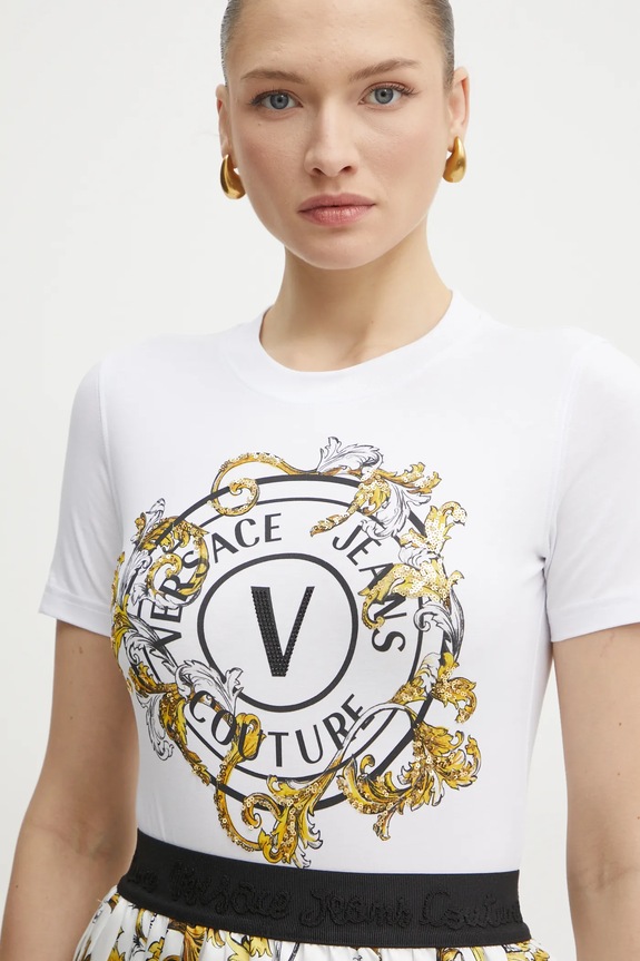 Majica kratkih rukava Versace Jeans Couture bijela 78HAHC01.CJ02C