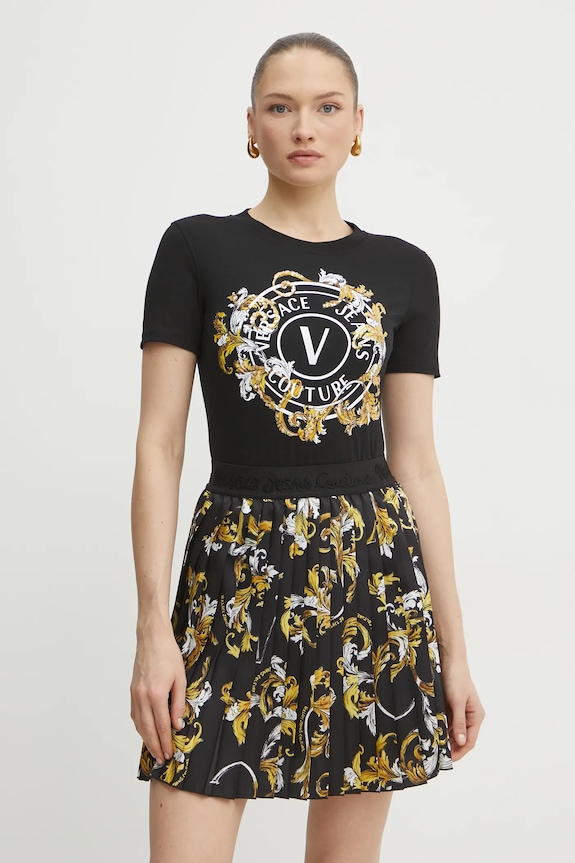 Majica kratkih rukava Versace Jeans Couture natpis crna 78HAHC01.CJ02C