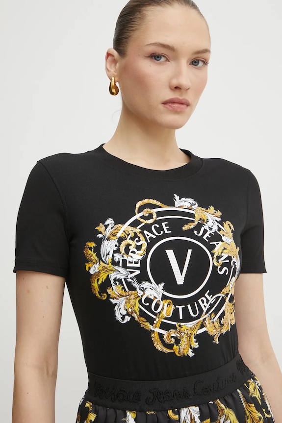 Majica kratkih rukava Versace Jeans Couture crna 78HAHC01.CJ02C
