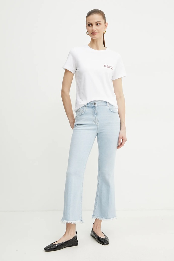 Bombažna kratka majica Marella CAUCASO 2513971054 bela SS25