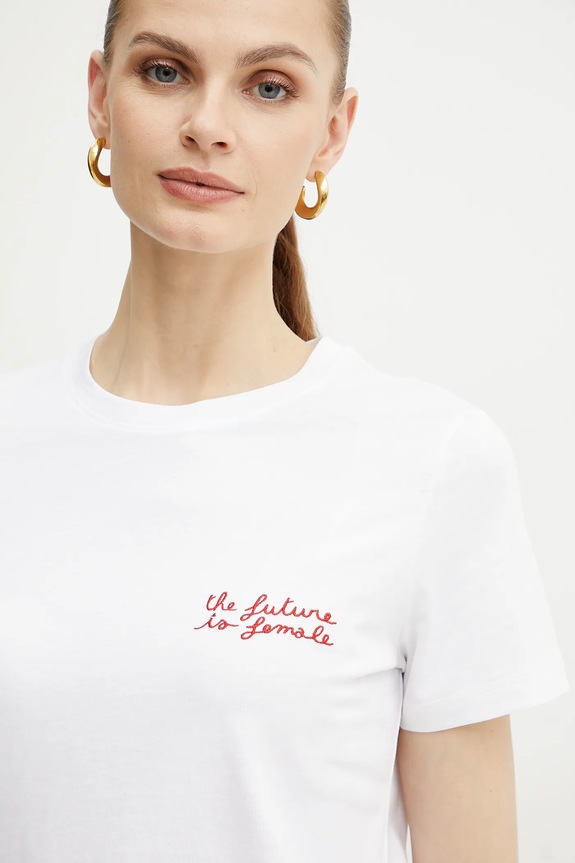 Bombažna kratka majica Marella CAUCASO bela 2513971054