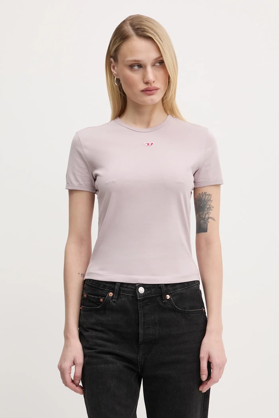 Bavlnené tričko Diesel T-UNCUTIE-LONG-D T-SHIRT nášivka ružová A14962.0GRAI