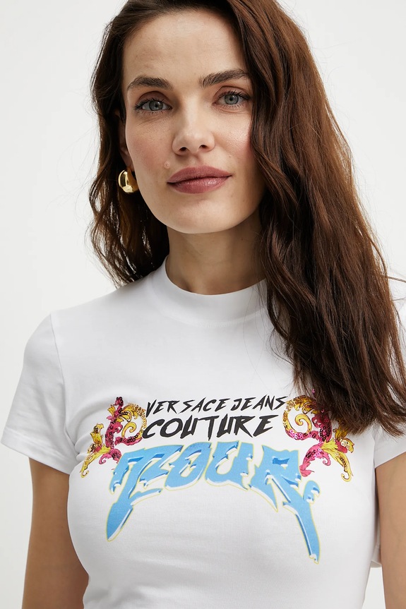 Oblečení Tričko Versace Jeans Couture 78HAH606.J0035 bílá