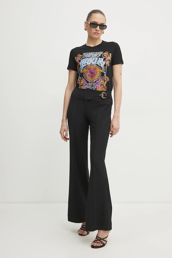 Bavlnené tričko Versace Jeans Couture 78HAHC03.CJ01C čierna SS25