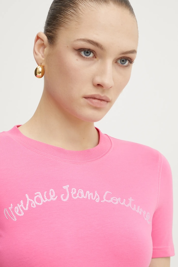 Versace Jeans Couture tricou roz 78HAHC08.CJ02C