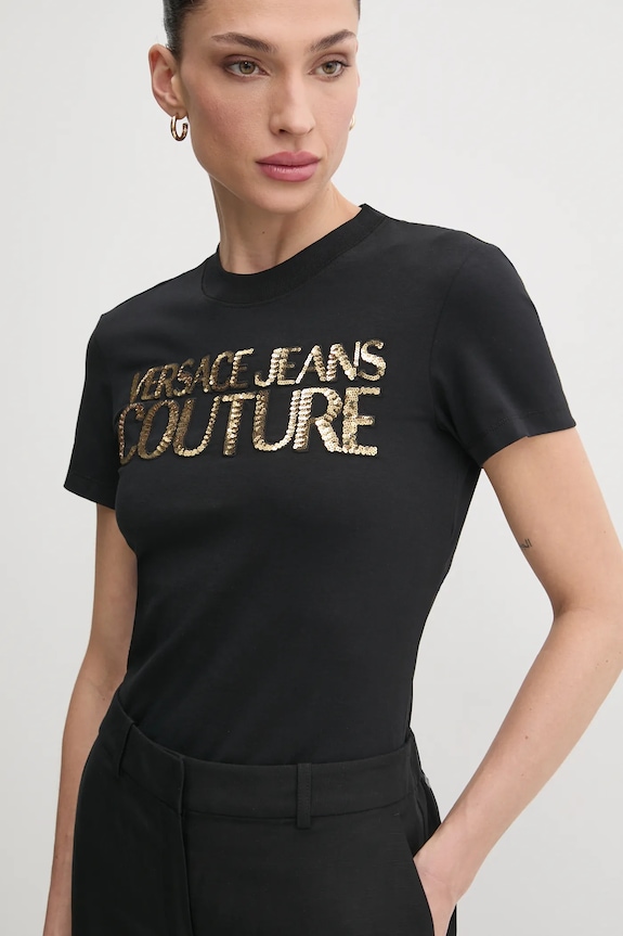 Majica kratkih rukava Versace Jeans Couture crna 78HAHE00.CJ02E